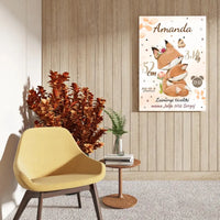 Personalizuota Mergaitės Gimimo Metrikų Iliustracija ant drobės  Drobe -  dovanokis.lt