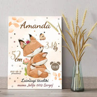 Personalizuota Mergaitės Gimimo Metrikų Iliustracija ant drobės  Drobe -  dovanokis.lt