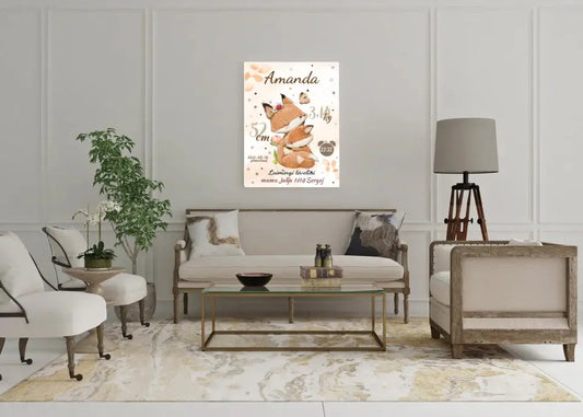 Personalizuota Mergaitės Gimimo Metrikų Iliustracija ant drobės  Drobe -  dovanokis.lt