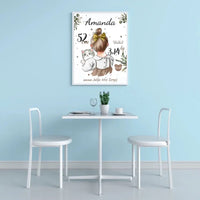 Personalizuota Mergaitės Gimimo Metrikų Iliustracija, plakatas su rėmeliu  Posteris(Plakatas) -  dovanokis.lt