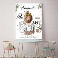 Personalizuota Mergaitės Gimimo Metrikų Iliustracija, plakatas su rėmeliu  Posteris(Plakatas) -  dovanokis.lt