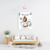 Personalizuota Mergaitės Gimimo Metrikų Iliustracija, plakatas su rėmeliu  Posteris(Plakatas) -  dovanokis.lt