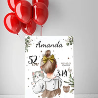 Personalizuota Mergaitės Gimimo Metrikų Iliustracija ant drobės  Drobe -  dovanokis.lt