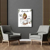 Personalizuota Mergaitės Gimimo Metrikų Iliustracija ant drobės  Drobe -  dovanokis.lt