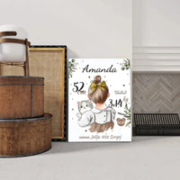 Personalizuota Mergaitės Gimimo Metrikų Iliustracija ant drobės  Drobe -  dovanokis.lt