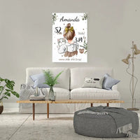 Personalizuota Mergaitės Gimimo Metrikų Iliustracija ant drobės  Drobe -  dovanokis.lt