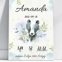 Personalizuota Mergaitės Gimimo Metrikų Iliustracija, plakatas su rėmeliu  Posteris(Plakatas) -  dovanokis.lt