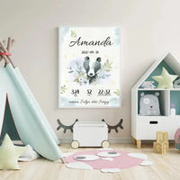 Personalizuota Mergaitės Gimimo Metrikų Iliustracija, plakatas su rėmeliu  Posteris(Plakatas) -  dovanokis.lt