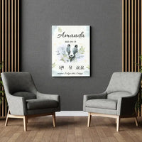 Personalizuota Mergaitės Gimimo Metrikų Iliustracija ant drobės  Drobe -  dovanokis.lt