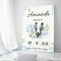 Personalizuota Mergaitės Gimimo Metrikų Iliustracija ant drobės  Drobe -  dovanokis.lt