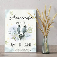 Personalizuota Mergaitės Gimimo Metrikų Iliustracija ant drobės  Drobe -  dovanokis.lt