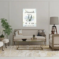 Personalizuota Mergaitės Gimimo Metrikų Iliustracija ant drobės  Drobe -  dovanokis.lt