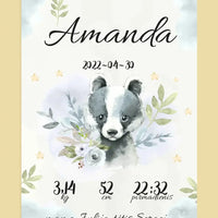 Personalizuota Mergaitės Gimimo Metrikų Iliustracija ant drobės  Drobe -  dovanokis.lt