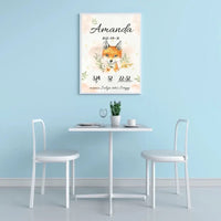 Personalizuota Mergaitės Gimimo Metrikų Iliustracija, plakatas su rėmeliu  Posteris(Plakatas) -  dovanokis.lt