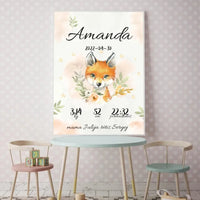 Personalizuota Mergaitės Gimimo Metrikų Iliustracija, plakatas su rėmeliu  Posteris(Plakatas) -  dovanokis.lt