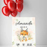 Personalizuota Mergaitės Gimimo Metrikų Iliustracija ant drobės  Drobe -  dovanokis.lt