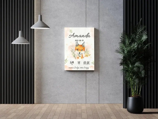 Personalizuota Mergaitės Gimimo Metrikų Iliustracija ant drobės  Drobe -  dovanokis.lt