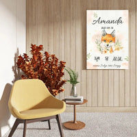 Personalizuota Mergaitės Gimimo Metrikų Iliustracija ant drobės  Drobe -  dovanokis.lt