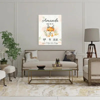 Personalizuota Mergaitės Gimimo Metrikų Iliustracija ant drobės  Drobe -  dovanokis.lt