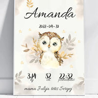 Personalizuota Mergaitės Gimimo Metrikų Iliustracija, plakatas su rėmeliu  Posteris(Plakatas) -  dovanokis.lt