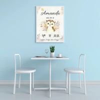 Personalizuota Mergaitės Gimimo Metrikų Iliustracija, plakatas su rėmeliu  Posteris(Plakatas) -  dovanokis.lt