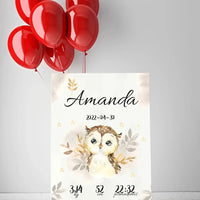 Personalizuota Mergaitės Gimimo Metrikų Iliustracija at drobės  Drobe -  dovanokis.lt