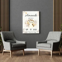 Personalizuota Mergaitės Gimimo Metrikų Iliustracija at drobės  Drobe -  dovanokis.lt