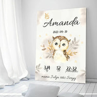 Personalizuota Mergaitės Gimimo Metrikų Iliustracija at drobės  Drobe -  dovanokis.lt