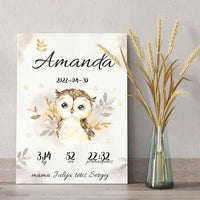 Personalizuota Mergaitės Gimimo Metrikų Iliustracija at drobės  Drobe -  dovanokis.lt