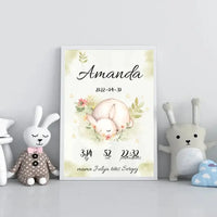 Personalizuota Mergaitės Gimimo Metrikų Iliustracija, plakatas su rėmeliu  Posteris(Plakatas) -  dovanokis.lt