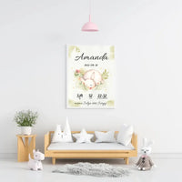 Personalizuota Mergaitės Gimimo Metrikų Iliustracija, plakatas su rėmeliu  Posteris(Plakatas) -  dovanokis.lt