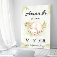 Personalizuota Mergaitės Gimimo Metrikų Iliustracija ant drobės  Drobe -  dovanokis.lt