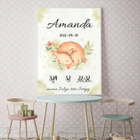 Personalizuota Mergaitės Gimimo Metrikų Iliustracija, plakatas su rėmeliu  Posteris(Plakatas) -  dovanokis.lt