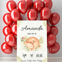 Personalizuota Mergaitės Gimimo Metrikų Iliustracija ant drobės  Drobe -  dovanokis.lt