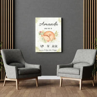 Personalizuota Mergaitės Gimimo Metrikų Iliustracija ant drobės  Drobe -  dovanokis.lt