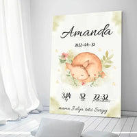 Personalizuota Mergaitės Gimimo Metrikų Iliustracija ant drobės  Drobe -  dovanokis.lt