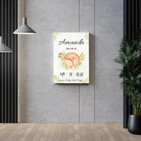 Personalizuota Mergaitės Gimimo Metrikų Iliustracija ant drobės  Drobe -  dovanokis.lt