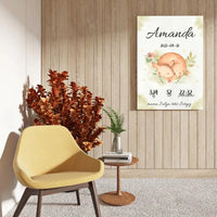 Personalizuota Mergaitės Gimimo Metrikų Iliustracija ant drobės  Drobe -  dovanokis.lt