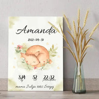 Personalizuota Mergaitės Gimimo Metrikų Iliustracija ant drobės  Drobe -  dovanokis.lt