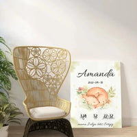 Personalizuota Mergaitės Gimimo Metrikų Iliustracija ant drobės  Drobe -  dovanokis.lt