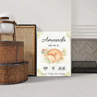 Personalizuota Mergaitės Gimimo Metrikų Iliustracija ant drobės  Drobe -  dovanokis.lt