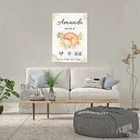 Personalizuota Mergaitės Gimimo Metrikų Iliustracija ant drobės  Drobe -  dovanokis.lt