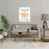 Personalizuota Mergaitės Gimimo Metrikų Iliustracija ant drobės  Drobe -  dovanokis.lt