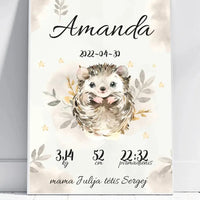 Personalizuota Mergaitės Gimimo Metrikų Iliustracija, plakatas su rėmeliu  Posteris(Plakatas) -  dovanokis.lt