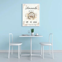 Personalizuota Mergaitės Gimimo Metrikų Iliustracija, plakatas su rėmeliu  Posteris(Plakatas) -  dovanokis.lt