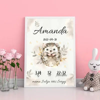 Personalizuota Mergaitės Gimimo Metrikų Iliustracija, plakatas su rėmeliu  Posteris(Plakatas) -  dovanokis.lt