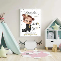 Personalizuota Mergaitės Gimimo Metrikų Iliustracija, plakatas su rėmeliu  Customizer -  dovanokis.lt