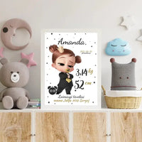 Personalizuota Mergaitės Gimimo Metrikų Iliustracija, plakatas su rėmeliu  Customizer -  dovanokis.lt