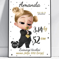 Personalizuota Mergaitės Gimimo Metrikų Iliustracija, plakatas su rėmeliu  Customizer -  dovanokis.lt