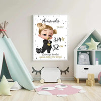 Personalizuota Mergaitės Gimimo Metrikų Iliustracija, plakatas su rėmeliu  Customizer -  dovanokis.lt